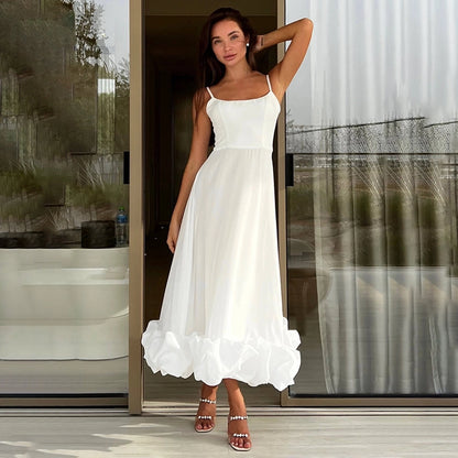 Women's Party Dress Vacation Simple Style Strap Sleeveless Solid Color Maxi Long Dress Cocktail Party