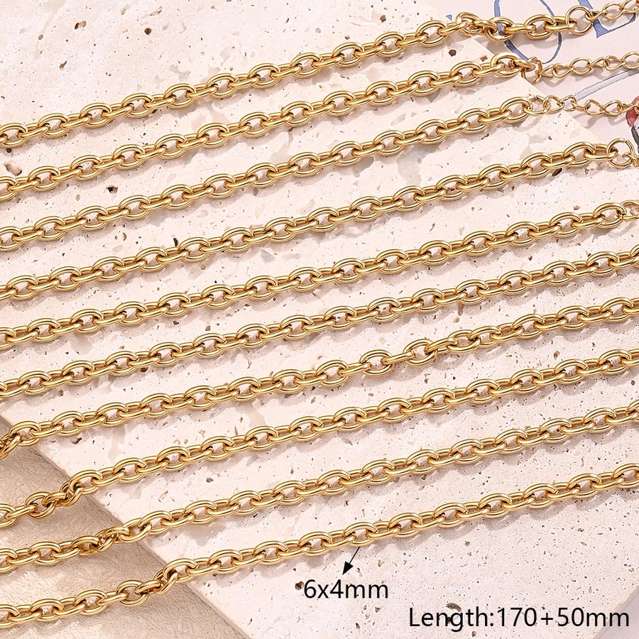 10 Strands/Package 304 Stainless Steel 18K Gold Plated cable chain Belcher Chain Polished Length: 170 50mm Length: 200mm Jewelry Accessories