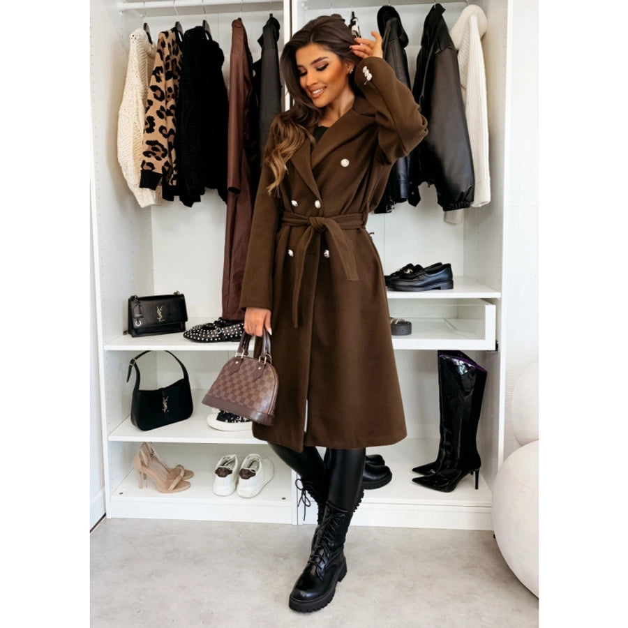 Women's Vacation Simple Style Solid Color Double Breasted Woolen Coat