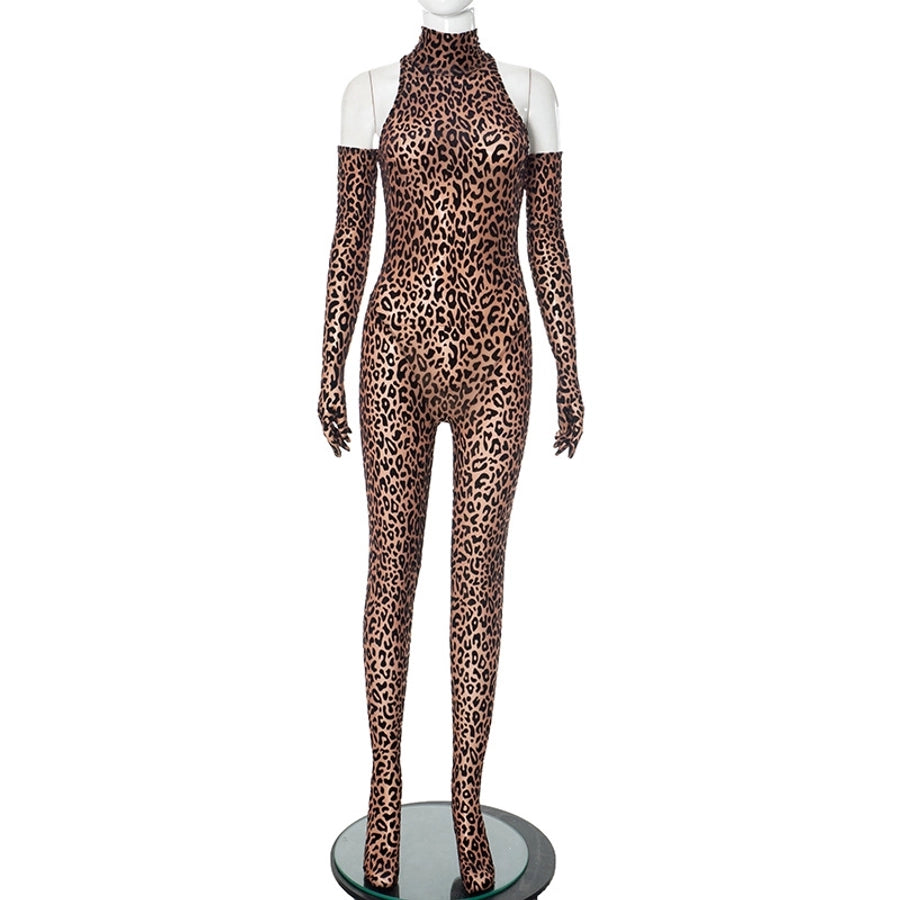 Women's Masquerade Streetwear Leopard Jumpsuits Jumpsuits