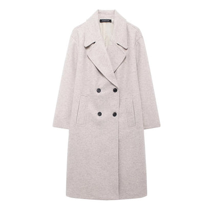 Women's Elegant Solid Color Double Breasted Coat
