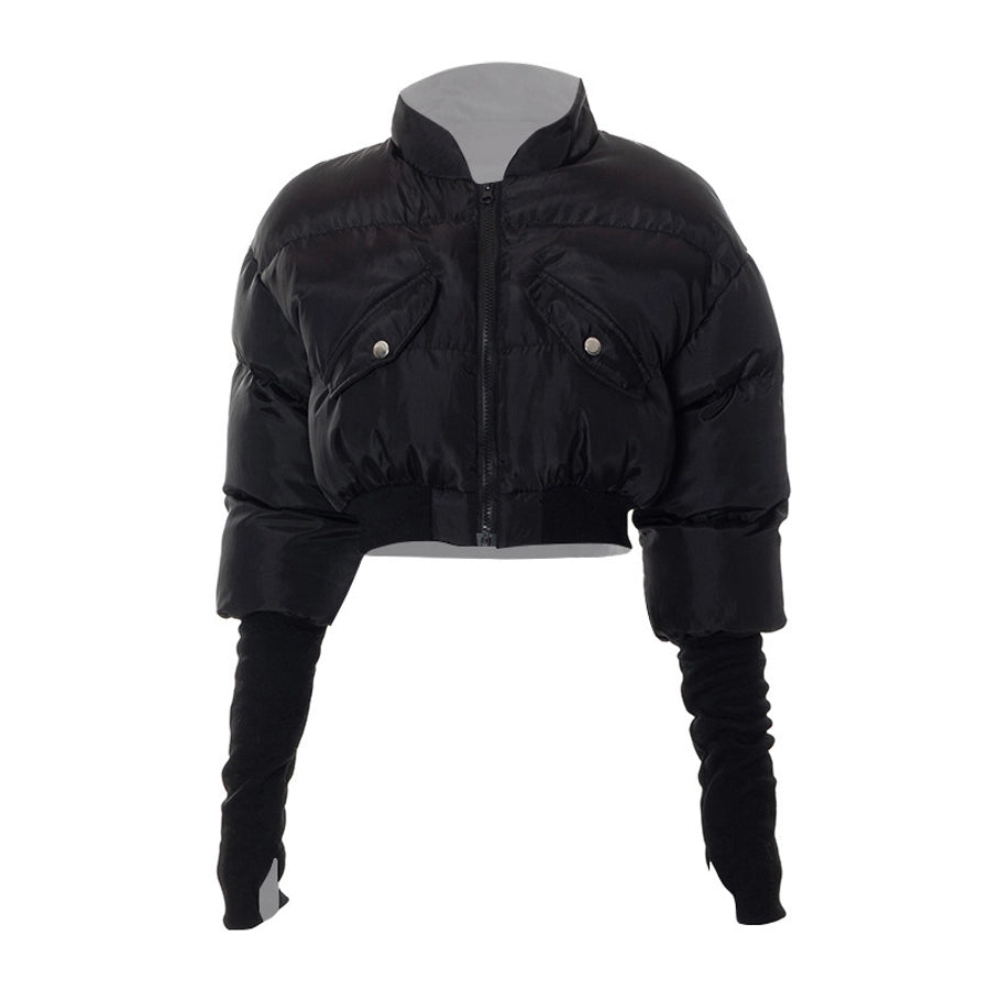 Women's Streetwear Solid Color Zipper Coat cotton clothes