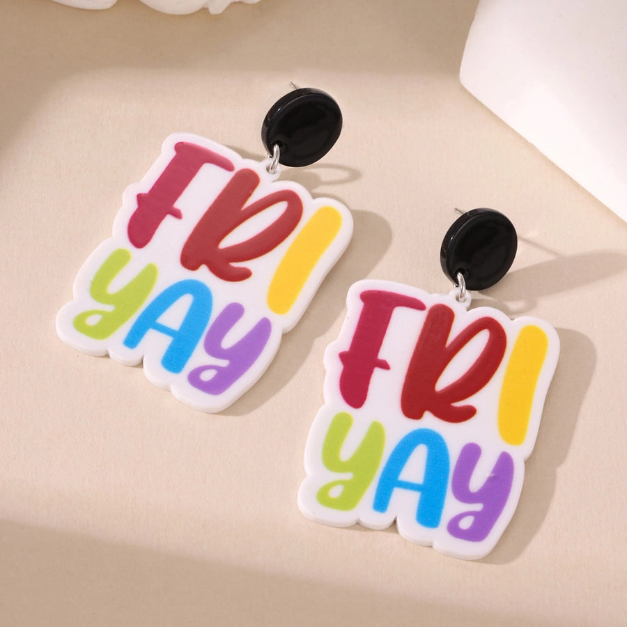 1 Pair Classic Style Letter Synthetic Resin Drop Earrings