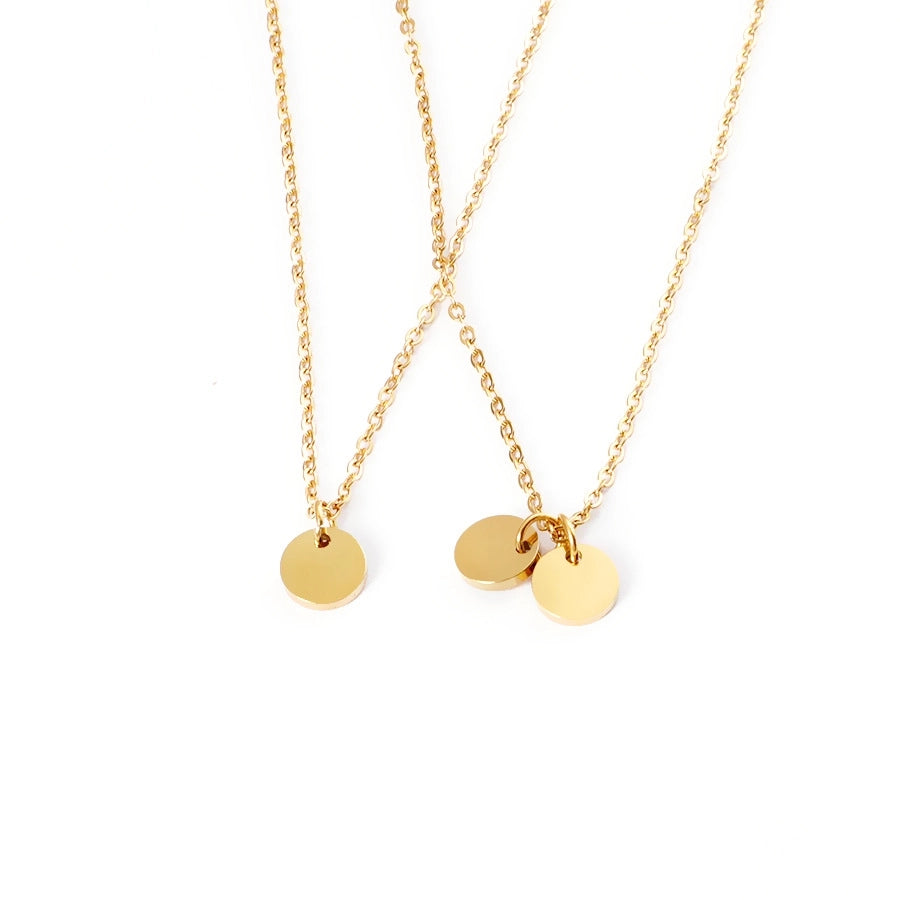 Jewelry Simple Style Round 304 Stainless Steel Plating Pendant Necklace