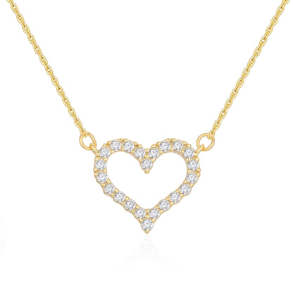 S925 sterling silver full diamond heart-shaped zircon pendant heart-shaped hollow clavicle chain Valentine's Day girlfriend Gift necklace jewelry