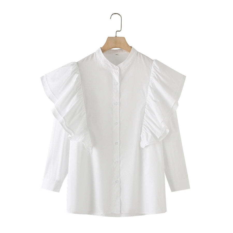 Women's Blouse Long Sleeve Blouses Elegant Solid Color