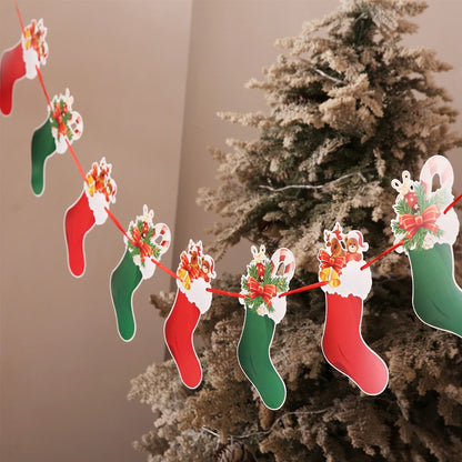 Christmas Paper Flag Christmas Window Hotel Scene Decoration Flag  Santa Claus Flag