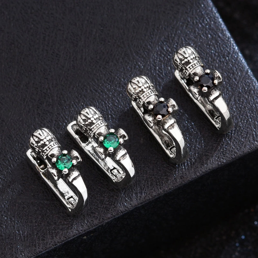 1 Pair Hip-Hop Crown Copper Zircon Earrings