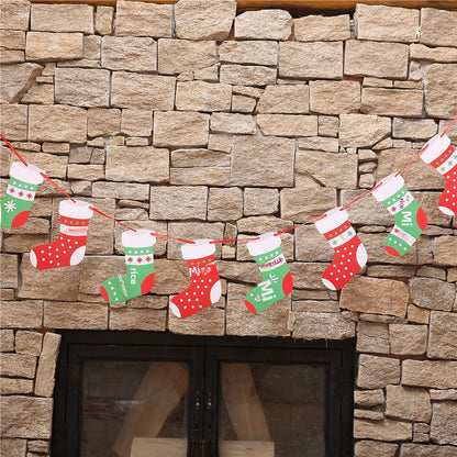 Christmas Paper Flag Christmas Window Hotel Scene Decoration Flag  Santa Claus Flag