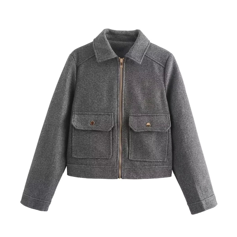 Women's Preppy Style Solid Color Coat Woolen Coat