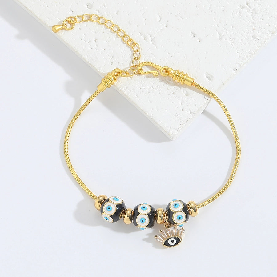 Jewelry Elegant Simple Style Commute Devil's Eye Copper Copper 14K Gold Plated Bracelets