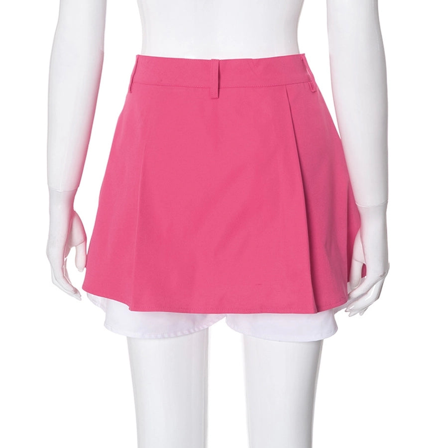 Summer Streetwear Solid Color Spandex Polyester Above Knee Skirts