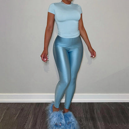 Daily Women's Streetwear Solid Color Spandex Polyester Pants Sets Pants Sets