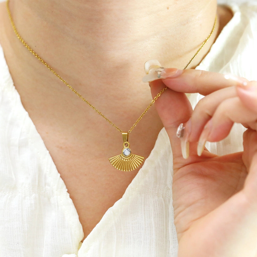 Jewelry Vintage Style Simple Style Sector 304 Stainless Steel Pendant Necklace