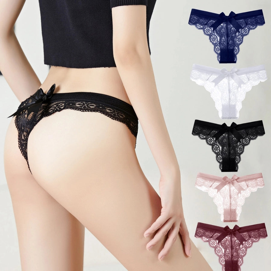 Bow Knot Seamless Lace Low Waist Panties