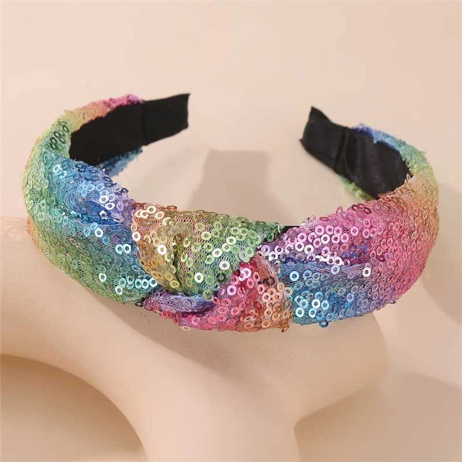Women's Sweet Simple Style Colorful Solid Color Polyester Sequins Hair Band