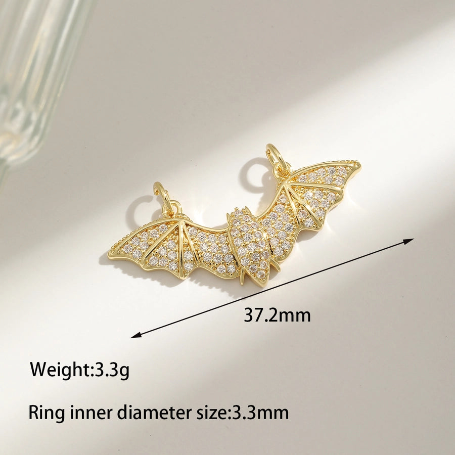 1 Piece 26.8MM Hole 3~3.9mm Copper Zircon 18K Gold Plated Lion Bat Mask Pendant Jewelry Accessories