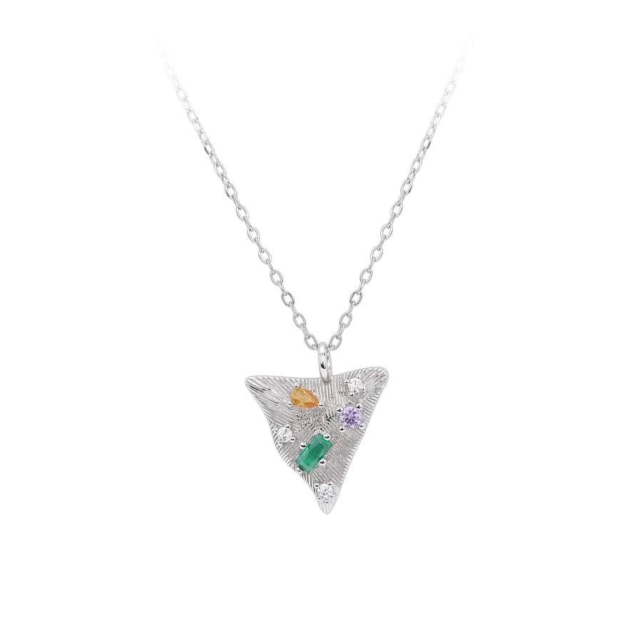 925 Sterling Silver Rack Plated Plated Long-Lasting Plated Zircon cable chain Inlay Triangle Pendant Necklace