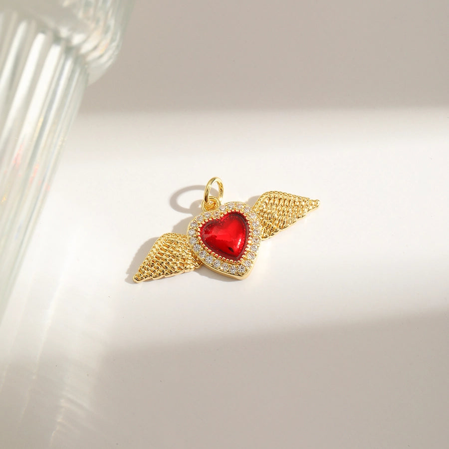 1 Piece 25.3*30.3MM Hole 3~3.9mm Copper 18K Gold Plated Heart Shape Pendant Jewelry Accessories