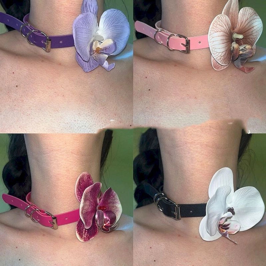 Sweet Simple Style Flower Pu Leather  Choker