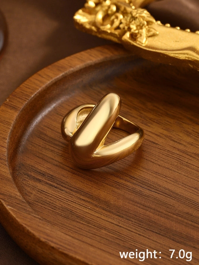 Jewelry Elegant Classical Vintage Style Geometric Water Droplets 316L Stainless Steel  Titanium Steel Wide Band Rings Open Rings