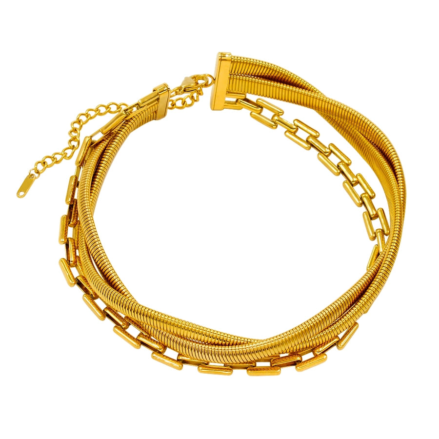 Jewelry Elegant Solid Color 304 Stainless Steel 18K Gold Plated Plating Layered Necklaces