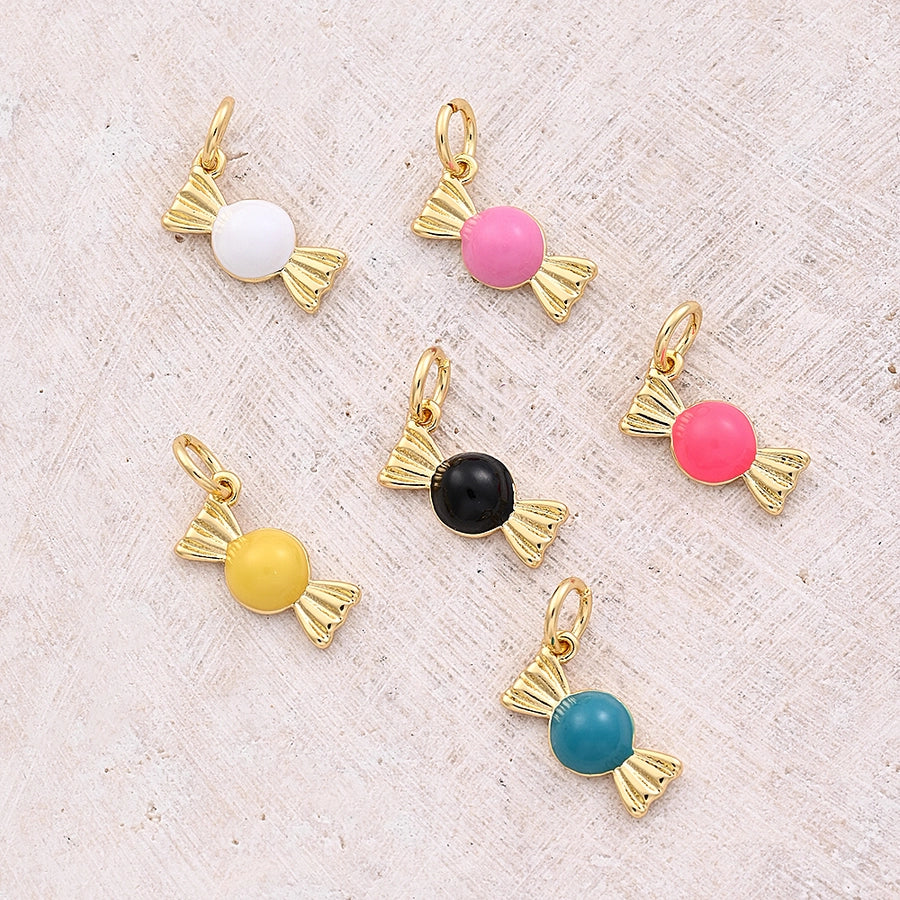 1 Pc/Package 12x6.5mm Hole 3~3.9mm Copper 18K Gold Plated Candy Polished Pendant Jewelry Accessories