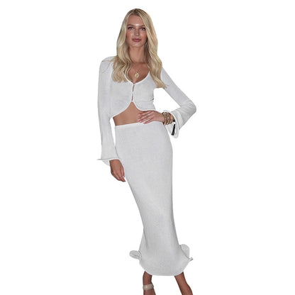 Daily Women's Streetwear Solid Color Spandex Polyester Skirt Sets Skirt Sets