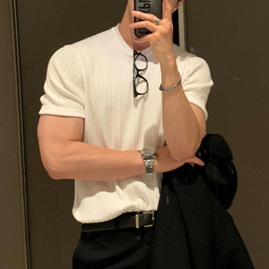 Men's Solid Color Simple Style Round Neck Short Sleeve Loose Men's T-shirt