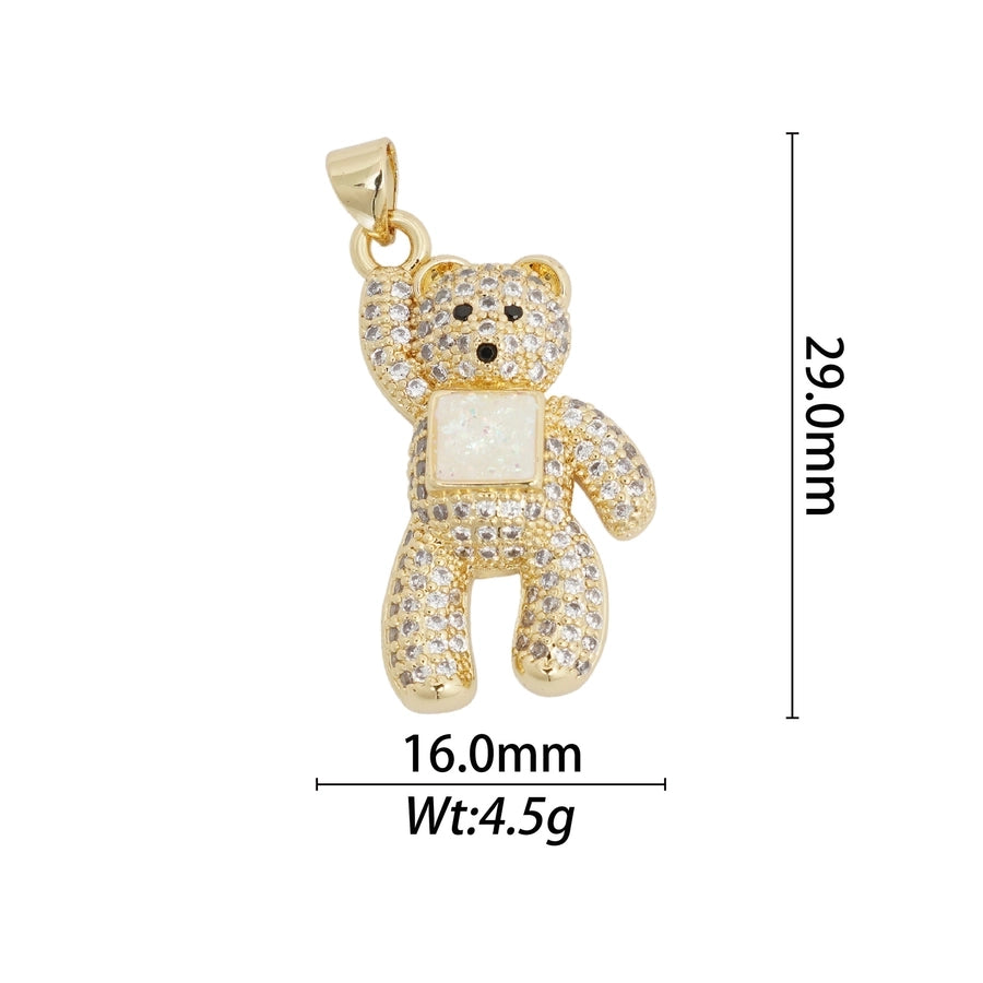1 Piece Copper Zircon Hexagon Bear Planet Pendant