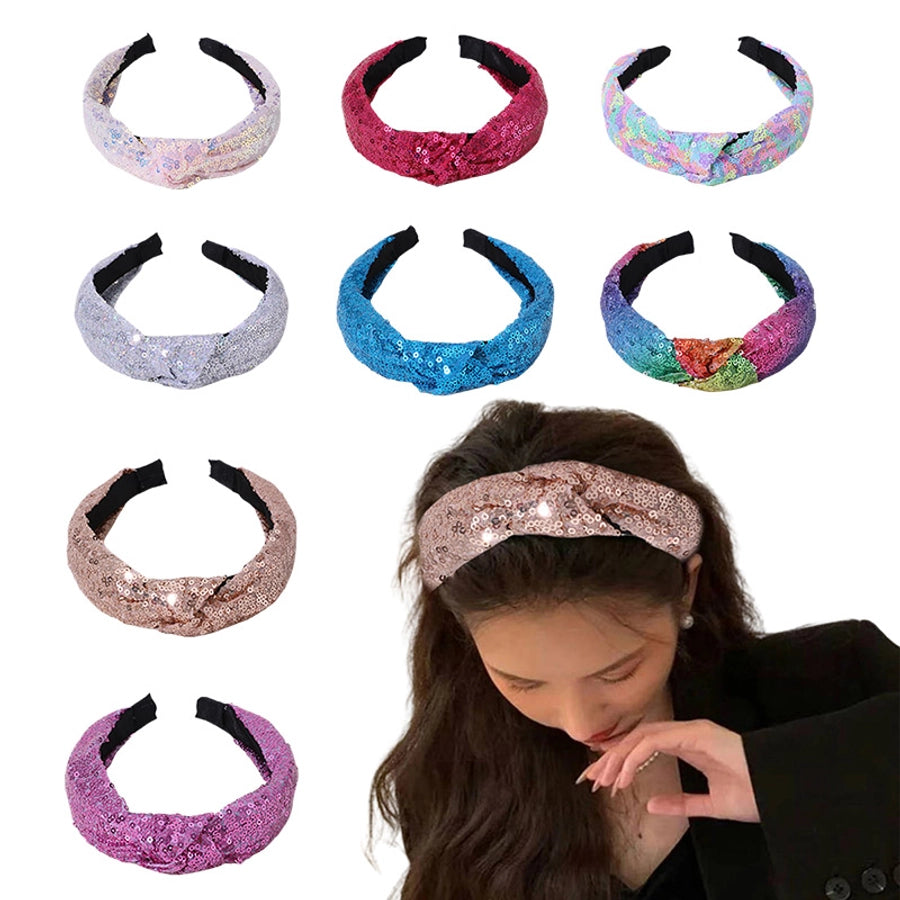 Women's Sweet Simple Style Colorful Solid Color Polyester Sequins Hair Band