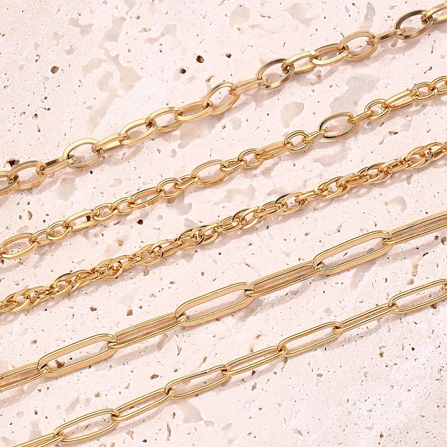 10 Strands/Package 304 Stainless Steel 18K Gold Plated cable chain Twisted Rope Chain Polished Length: 170 50mm Jewelry Accessories