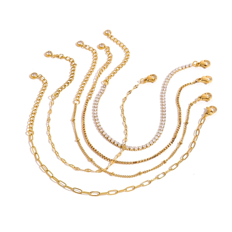 Simple Style Classic Style Geometric 304 Stainless Steel Paperclip Chain box chain Tennis Chain Bracelets In Bulk Stainless Steel Bracelets