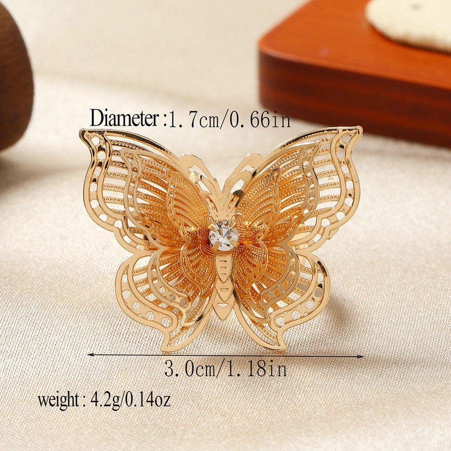 Cute Luxurious Butterfly Alloy Adults Rings