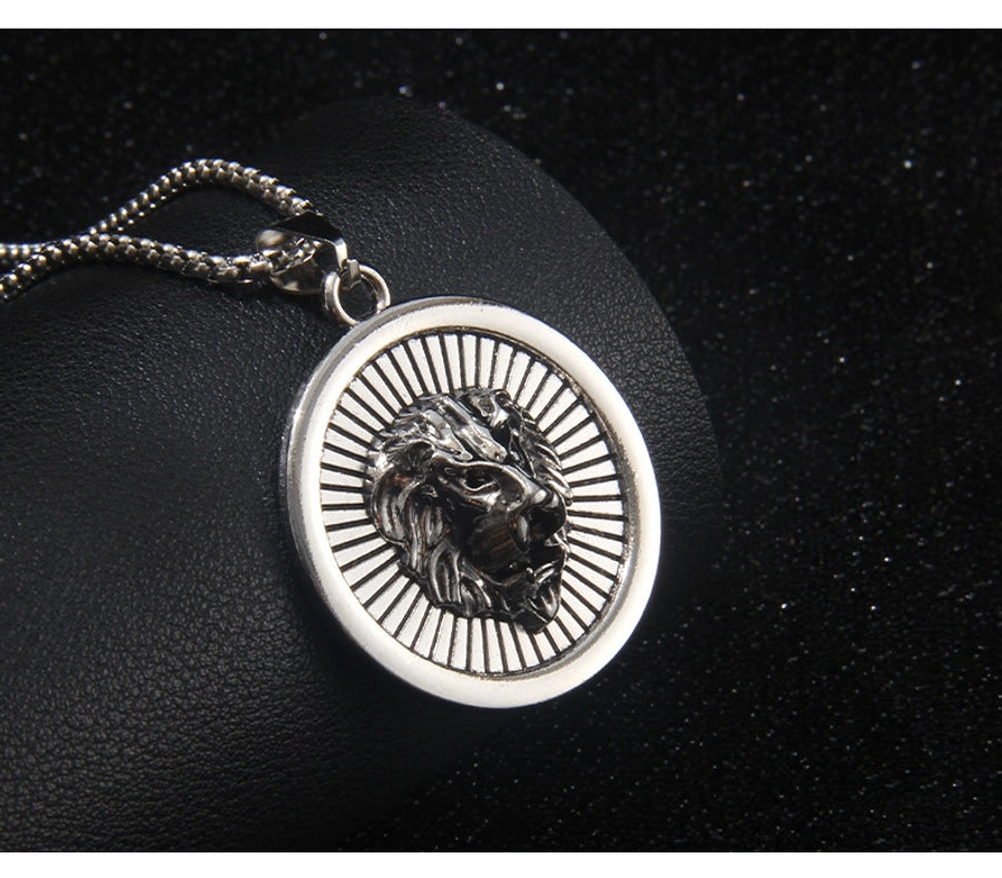Hip-Hop Geometric Lion Wolf 201 Stainless Steel Alloy Inlay Rhinestones Unisex Pendant Necklace