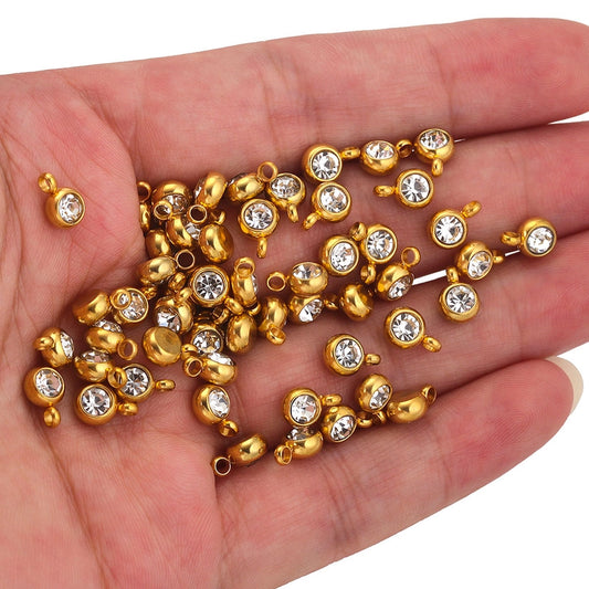 20 PCS/Package Diameter 6 mm 304 Stainless Steel Geometric Pendant Jewelry Accessories