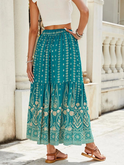 Summer Vacation Printing Polyester Maxi Long Dress Skirts