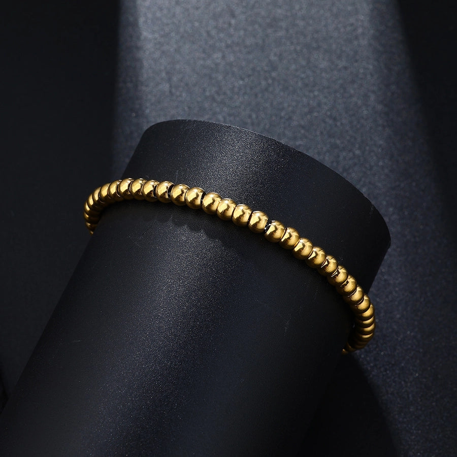 Casual Circle 304 Stainless Steel 18K Gold Plated ball chain Bracelets In Bulk Stainless Steel Bracelets