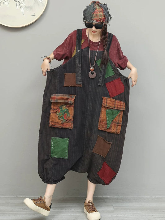 Women Summer Striped Vintage Cotton Women's Overalls