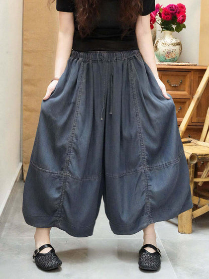 Women Summer Artsy Denim Wide-Leg Pants