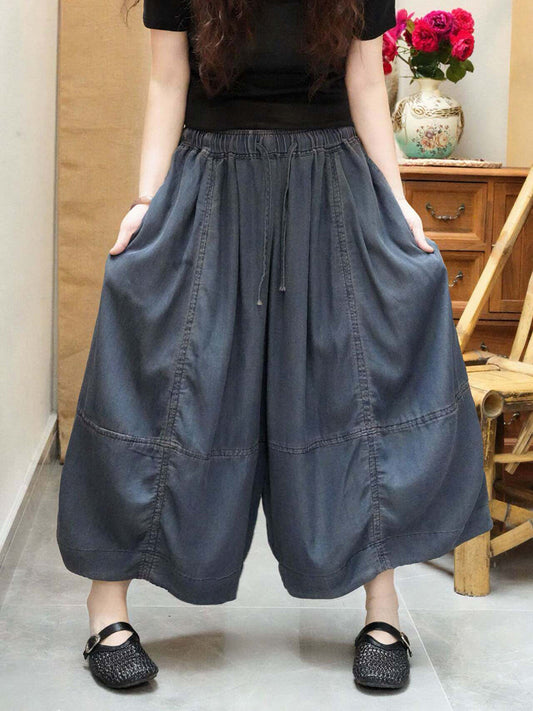 Women Summer Artsy Denim Wide-Leg Pants