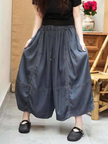 Women Summer Artsy Denim Wide-Leg Pants