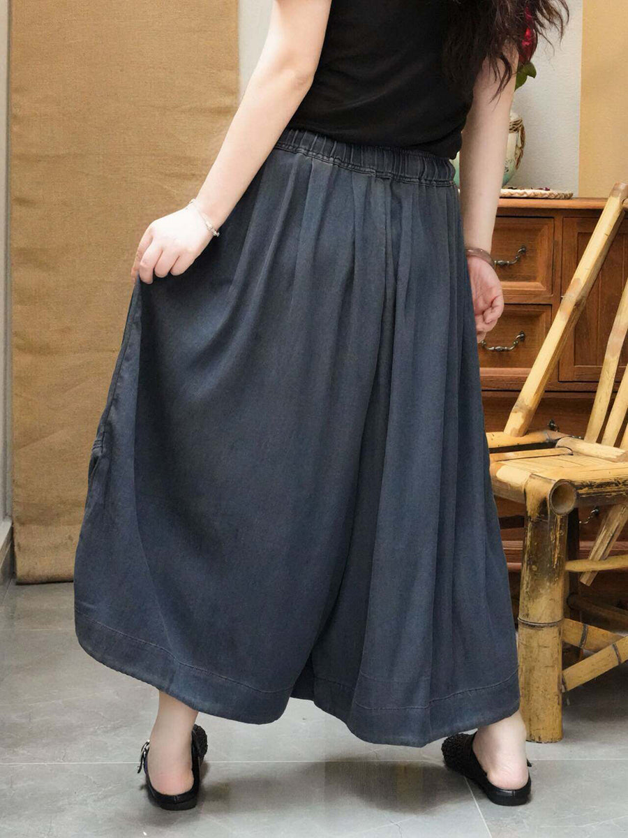 Women Summer Artsy Denim Wide-Leg Pants