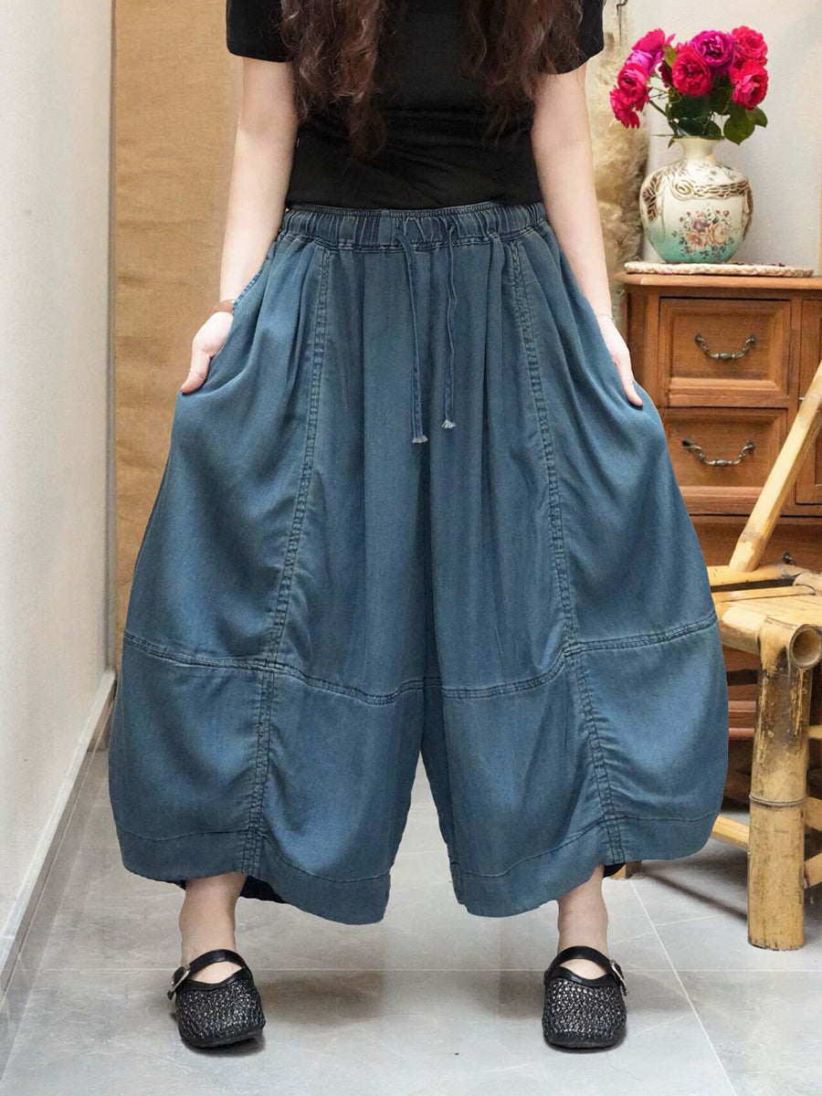 Women Summer Artsy Denim Wide-Leg Pants