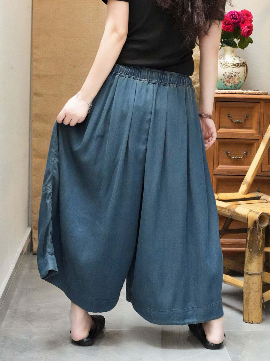 Women Summer Artsy Denim Wide-Leg Pants