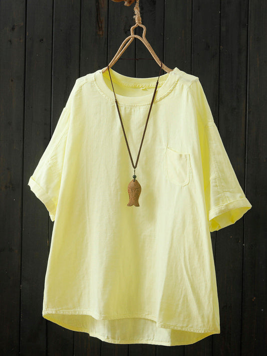 Women Summer Artsy Cotton Short Sleeve T-Shirt