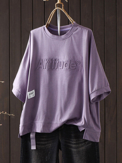 Women Summer Letter Minimalist Cotton Short Sleeve T-Shirt