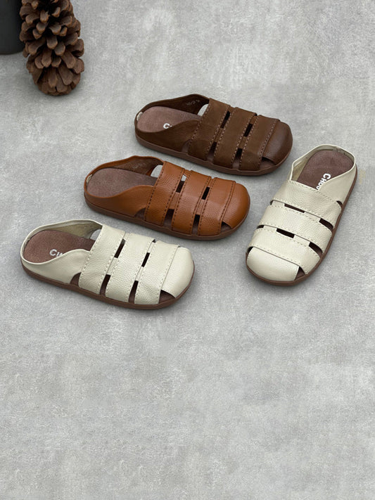Women Summer Soft Leather Slip-On Sandals