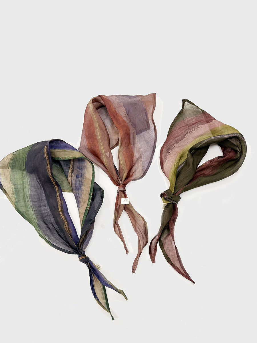 Women Summer Tie-Dye Artsy Linen Triangle Scarf