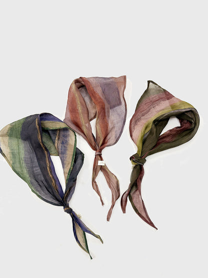 Women Summer Tie-Dye Artsy Linen Triangle Scarf